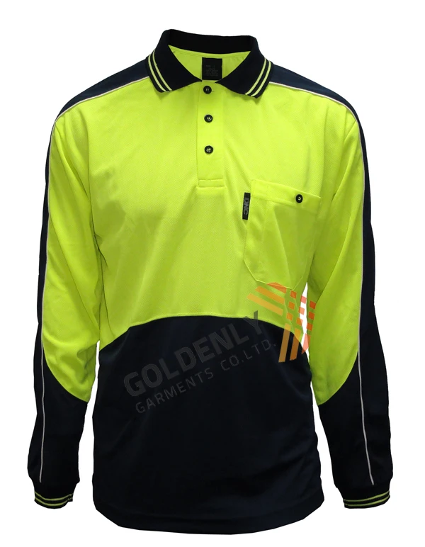 long sleeve polo shirts with chest pocket