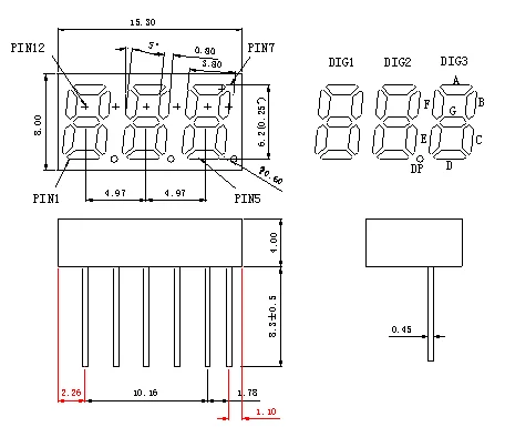 Mini Led Custom Micro Segment Led Panel 3 Digit 7 Segment Led Display ...