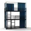 High quality steel metal twins bed dormitory triple bunk bed with curtain for hostel and school