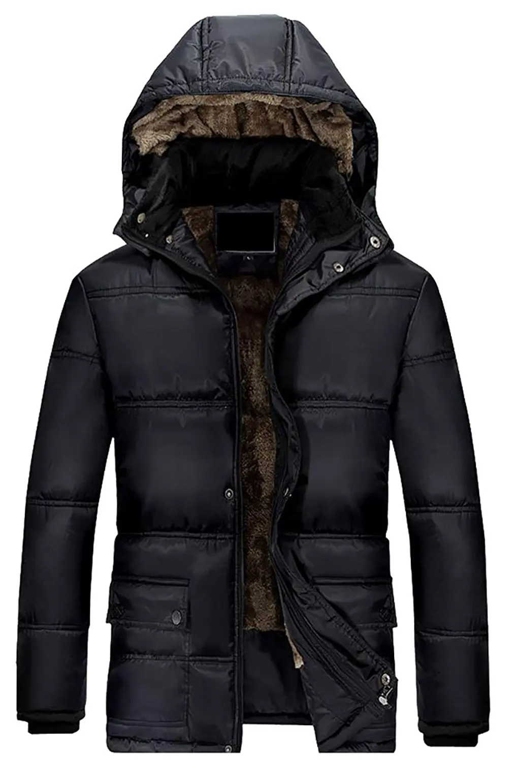 Jaycargogo Mens Winter Jackets Hooed Fleece Hoodies Sweatshirt Wool Warm Thick Coats Light Grey XL