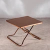 Chinese Style Golden Square Side Tea Tables for Restaurant Rose Gold Folding Stainless Steel Leg Side Table