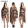Hot explosion models large size dress womens fashion leopard print loose cloak irregular bat sleeve dress EKF358