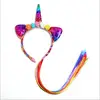 Children Party Hairbands Unicorn Rainbow Flower Wig Braid headband