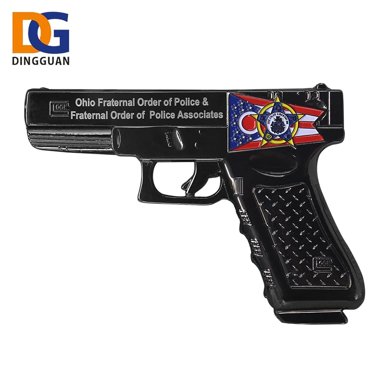 Customized Zinc Alloy coin Military Army Challenge Pistol Gun Coin.jpg