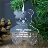 Clear Acrylic Teddy Bear Decoration Perspex Christmas Tree Ornaments Pendant