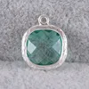 Wholesale Imitation Zircon Faceted Square Sky Blue bezel gemstone bead pendant connector for Bracelet&Necklace making P4357