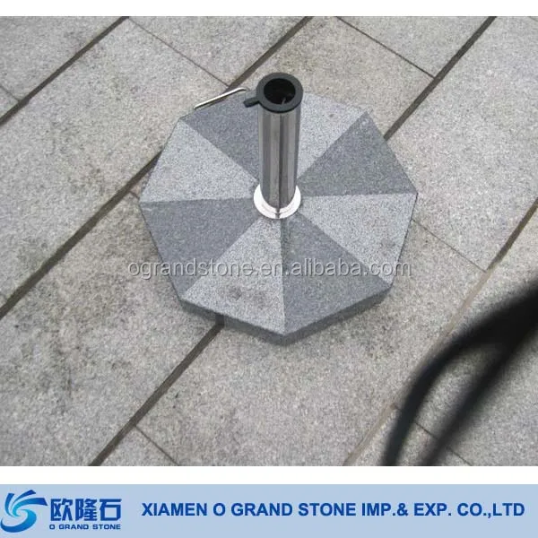 Outdoor Black Round Granite Parasol Umbrella Base Parts Wite Wheels