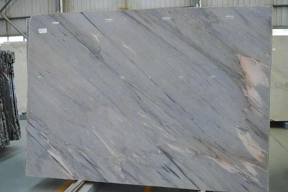 进口波浪纹极光蓝色大理石石材