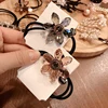 Black Ties Rope Crystal Flower Hairband Rubber Ring Girl Accessory Hair Band