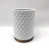 Luxury Round Shape White Small Triangle Ceramic Hands Free Trash Can