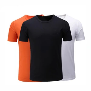 organic cotton t shirts Factory high quality no brand cut and sew crewneck men's black screen printing custom wholesale organic cotton t shirts