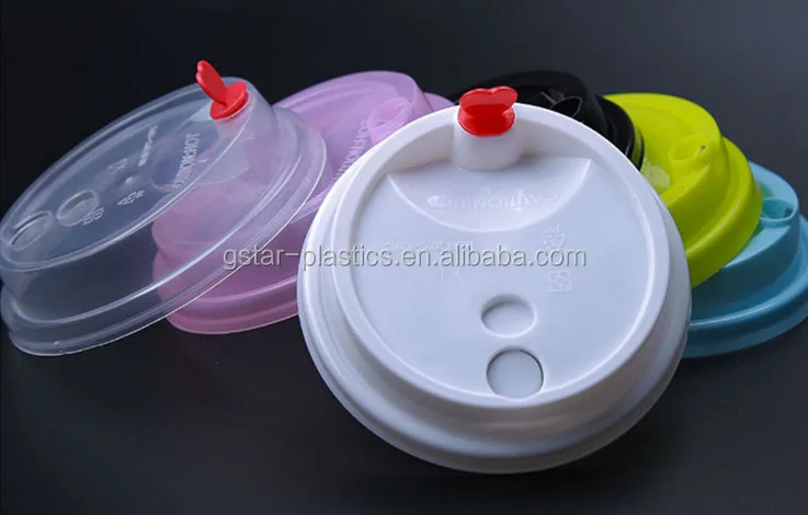 Disposable coffee cup injection cap heart shape blue red black