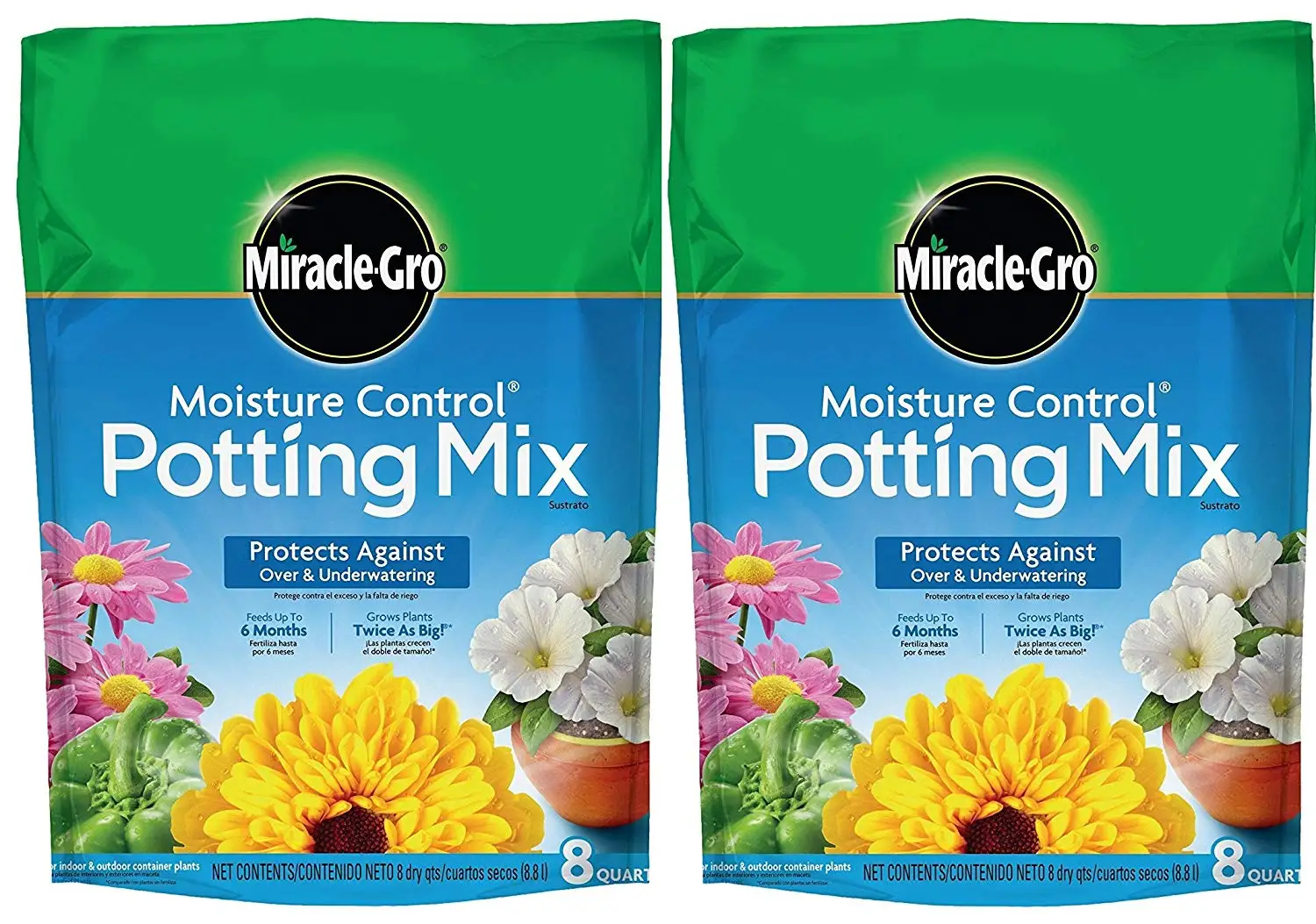 Miracle-Gro Moisture Control Potting Mix, 8-Quart (currently ships to select Northeastern & Midwestern states) (2 Pack (8-qt.))