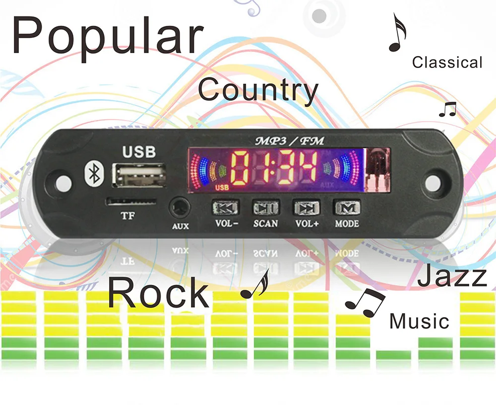 Digital Usb Fm Mp3 Player Car Audio Bluetooth Module 12v Mp3 Amplifier