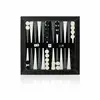 3-in-1PU Leather Portable Deluxe Checkers Chess & Backgammon Set