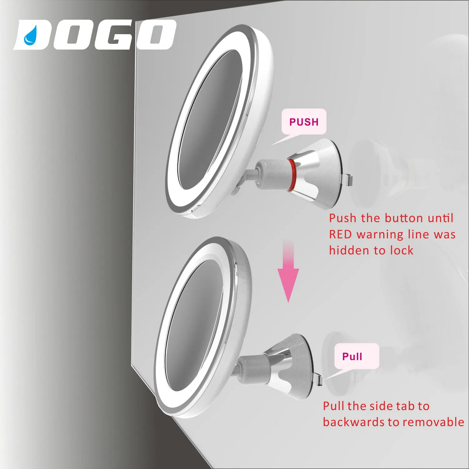 Amazon best seller plastic round led light swivel portable mirror