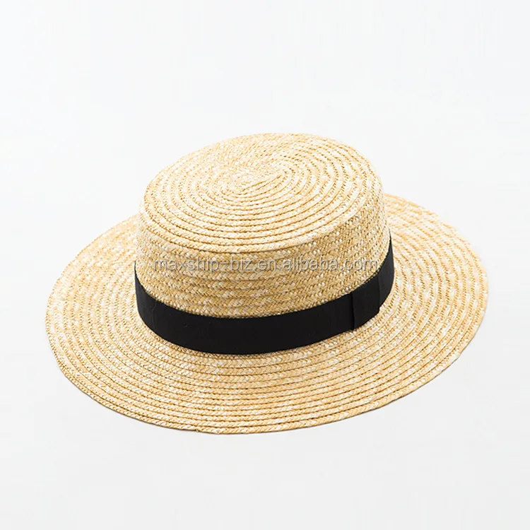 Wholesale Skimmer Boater Straw Hat Wide Brim Wedding Custom Boater Hat