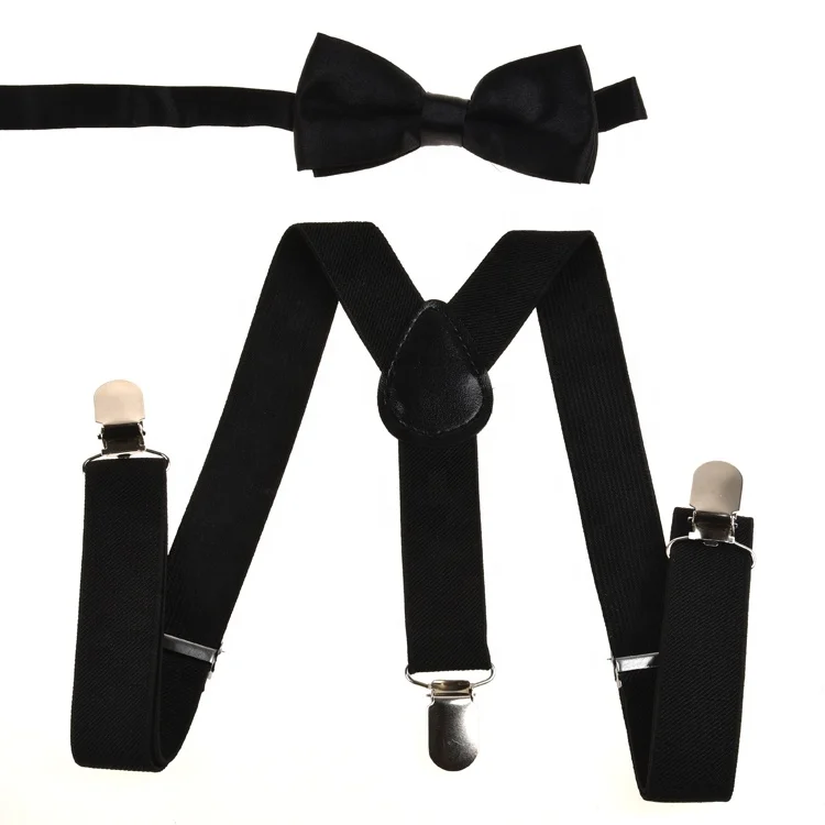 Colorful Woven Suspender clips with Baby Bow Tie Set Gift Boys Adjustable Suspenders Bowtie Set for Kids