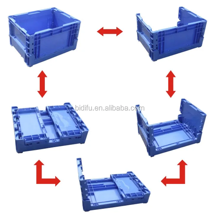 Plastic Crates Folding Stackable Turnover Box With Lid Plastic Moving