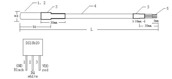 3 Wire Black Cable Sensor Ds18b20 - Buy Sensor Ds18b20,Cable Sensor ...