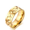 IP Gold Plated 9MM Width Men Stainless Steel Spin Ring