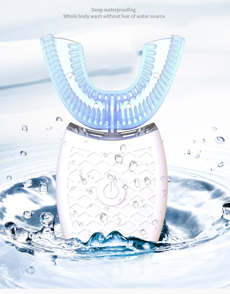 تصميم لطيف U شكل فرشاة الأسنان الكهربائية 360 درجة كامل التلقائي قابلة للشحن 360 فرشاة الأسنان