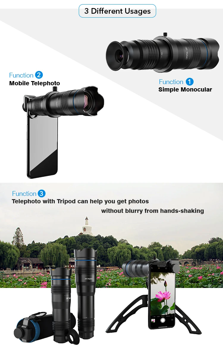 Apexel 36x Monocular Telescope Lens For Mobile Camera Optical Glass