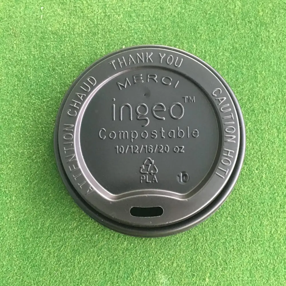 100% biodegradable and compostable PLA Plastic white coffee cup lid