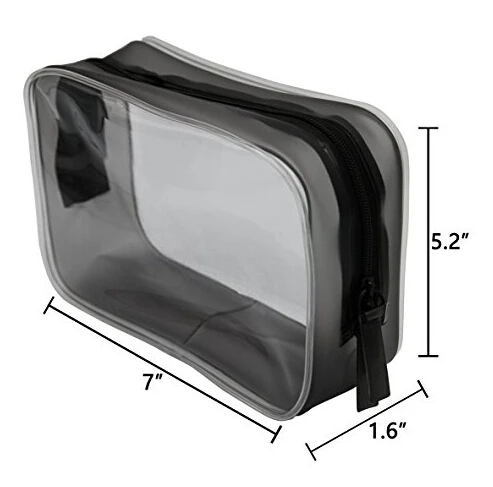 Black Clear Pvc Vinyl Travel Cosmetic Packaging Pouch Bag With Zipper ...