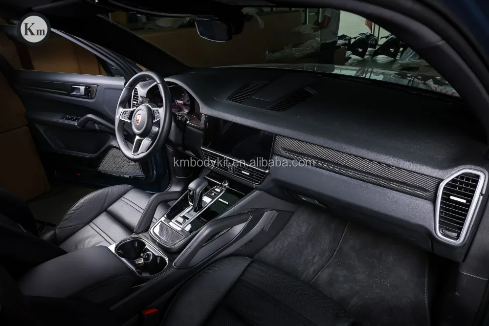 Km For Cayenne 9y0 9ya Carbon Fiber Interior Dashboard Panel Trims