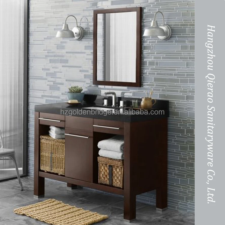 Qierao 42 Inch Modern Marble Top Brown Bathroom Vanity Cabinet Set Qierao 42 Inch Modern Marble Top Brown