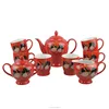 Chain New Design Ceramic Red Wedding tea pot set