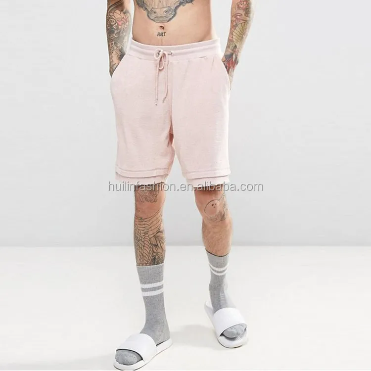 mens pink sweat shorts