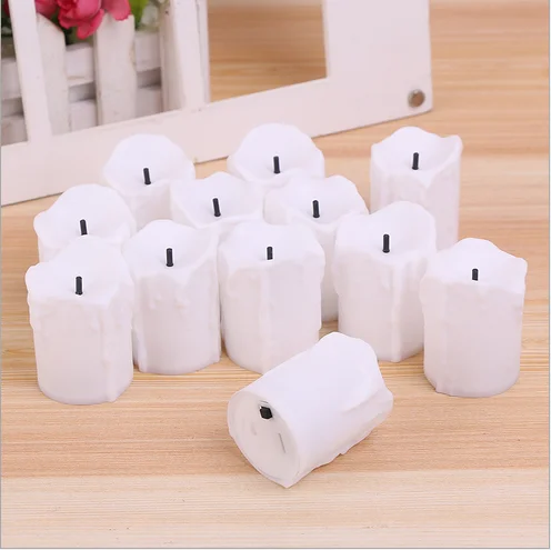 Electric Battery Operated Black wick Led Tea Lights Flickering Flameless Candles With Warm White Flickering Bulb Light