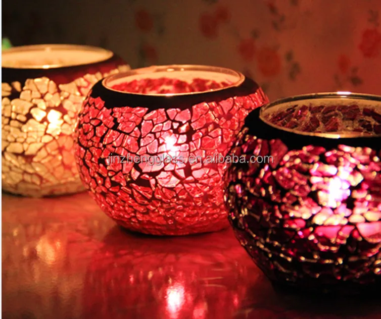 Chinese Mosaic Glass Candle holders Tealight Votive holder for wedding Home deco 