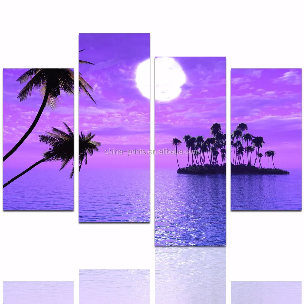 Bulan Purnama Setelah Laut Pemandangan Dinding Gambar Palm Pohon