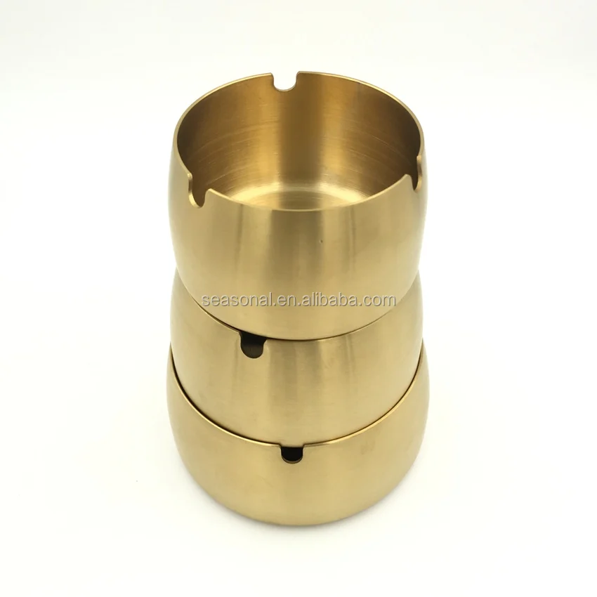 Wholesale Large Size Gold Stainless Steel Ashtray Metal Home Table