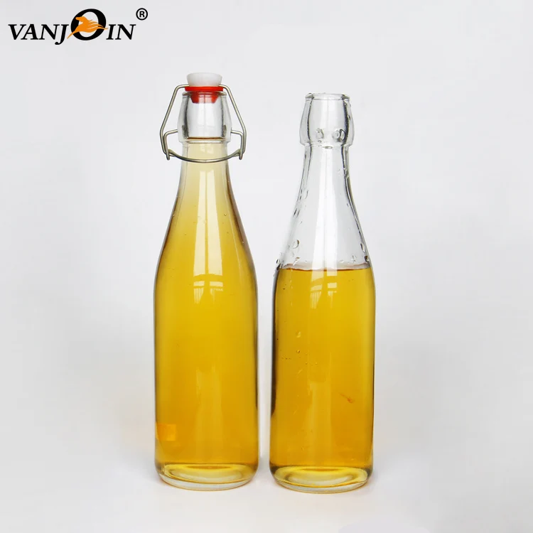 8oz 16oz Clear Glass Maple Syrup Bottle Round Flat Juice Bottle With