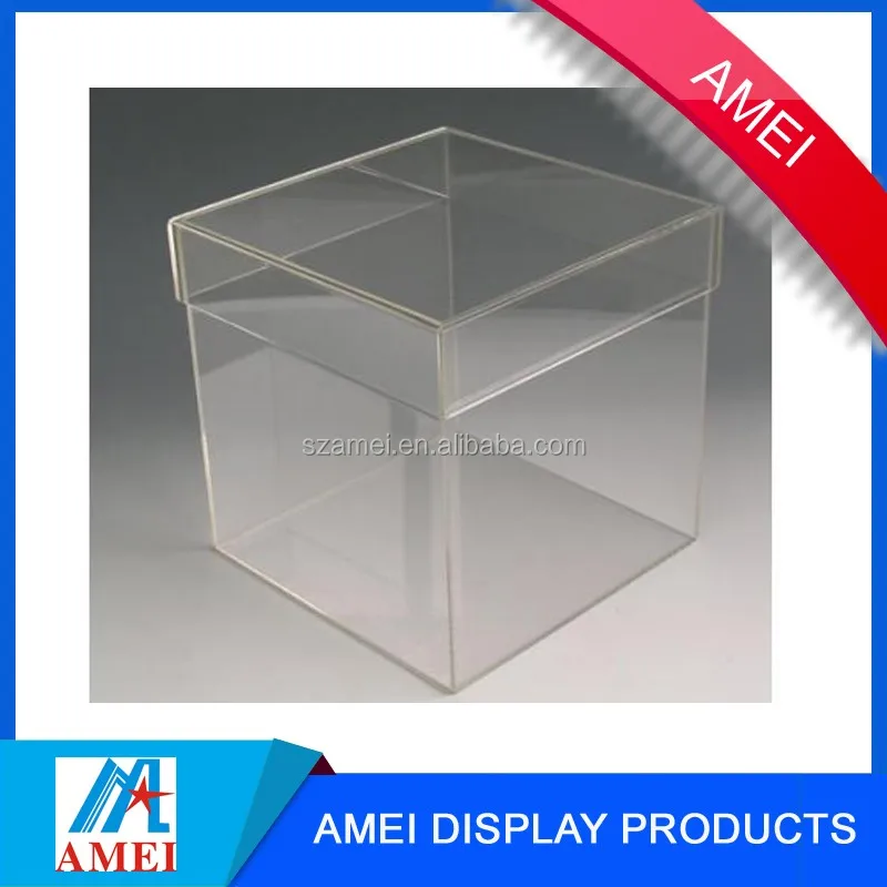2016 Custom Made Small Clear Acrylic Box With Lid With 10*10*8cm Size