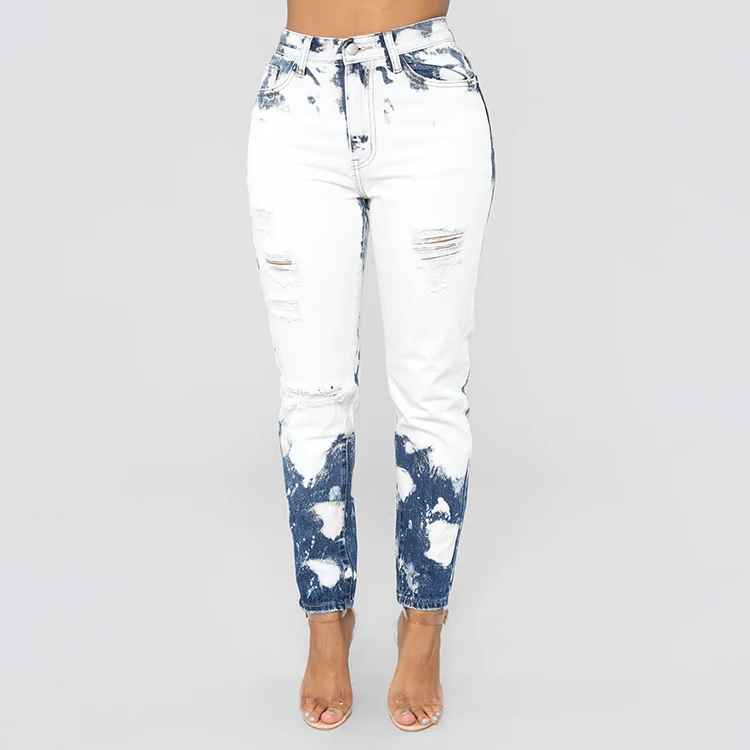 women's printed denim jeans