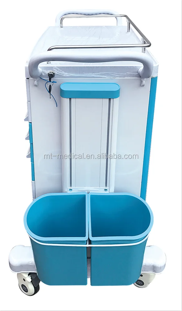 High quality ABS plastic multifunction emergency medical trolley with four castors