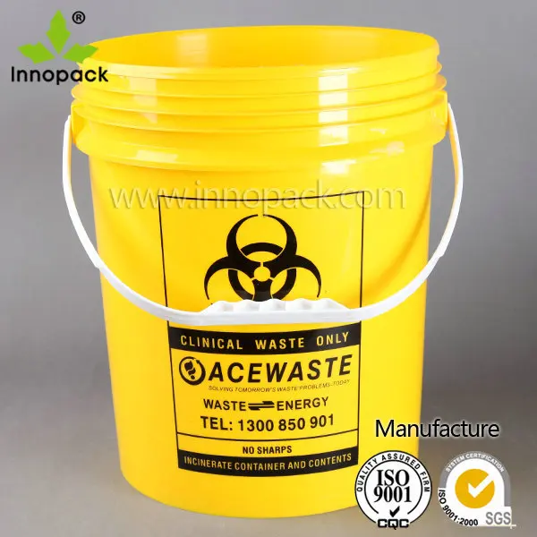 Yellow Food Grade Hdpe 5 Gallon Plastic Pail With Lid With Handle For