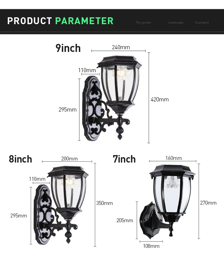 1.2W IP55 Waterproof Aluminum Solar Powered Wall Outdoor Led Gardens Lamp