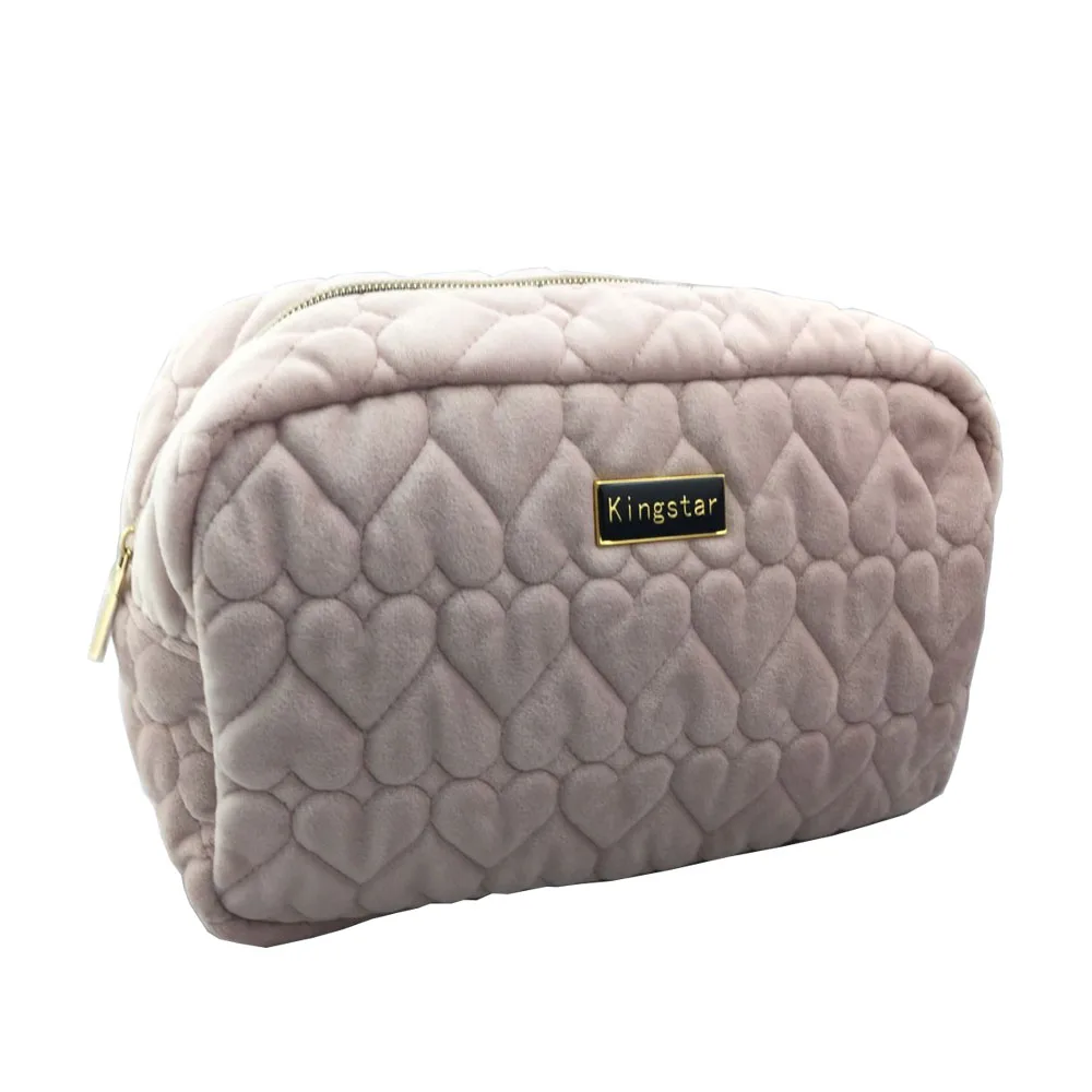 quilted velvet travel makeup bag