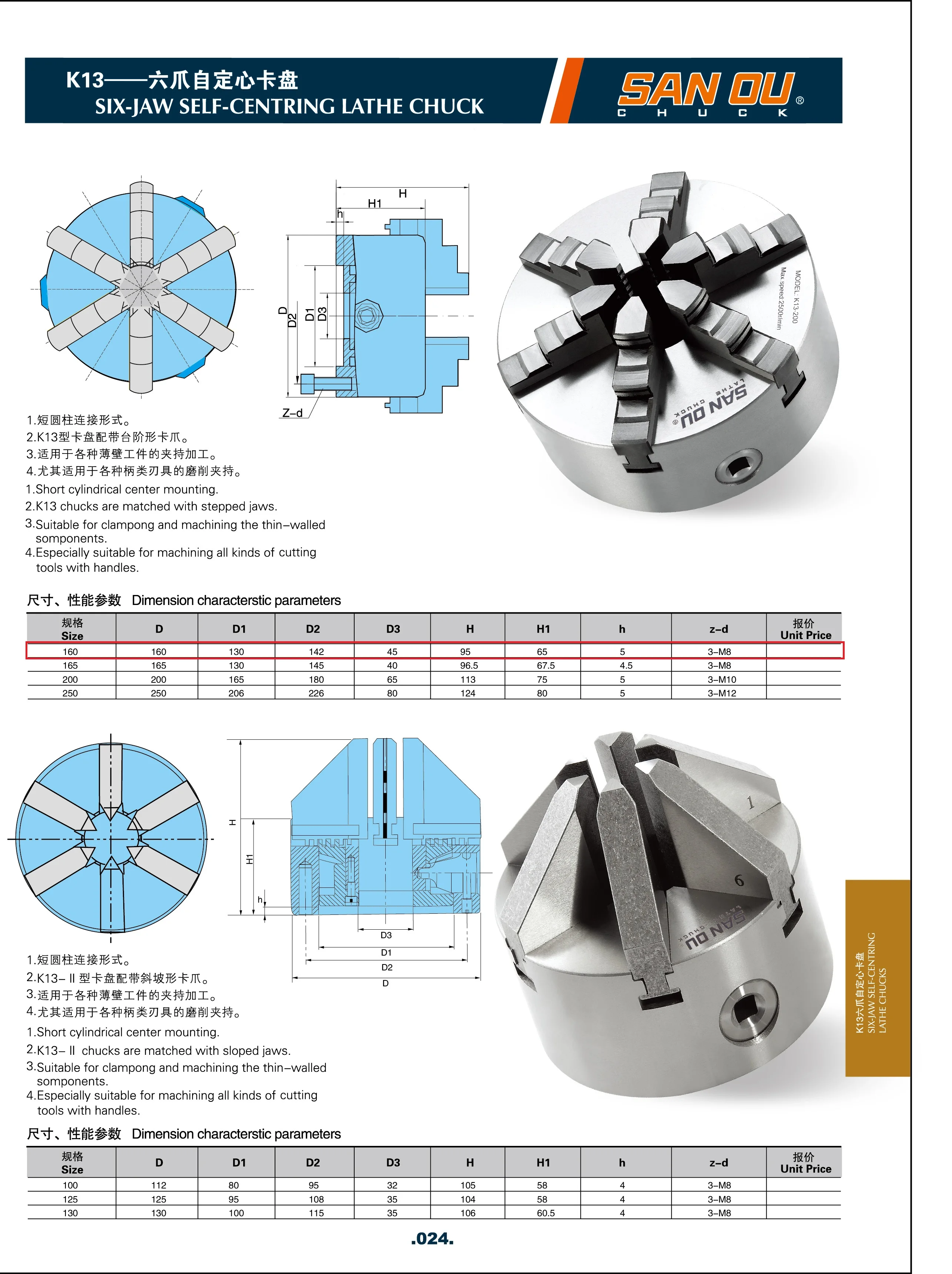 Sanou 6 Jaw Self-centering Lathe Chuck With Dia160mm Jaws With Hardened ...