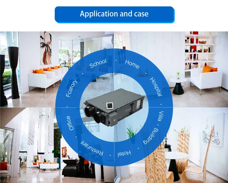One-piece slim design ERV home air recuperator with Return air filter