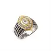 Due Tone Fashion cable Cocktail Ring Gold Silver
