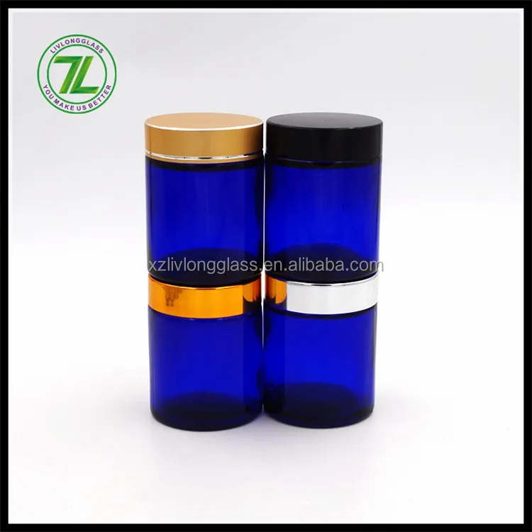 4 Oz 120ml Straight Side Round Cobalt Blue Cosmetic Glass Jars With