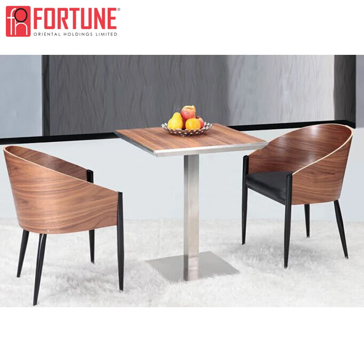 High End Coffee Shop Hotel Restaurant Plywood Table And Chair Set For 2 Seats Buy Plywood Table Set Powder Coated Leg Chairs Coffee Shop Table And