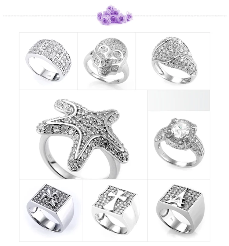 Fantastic girls cz star design 925 sterling silver index finger rings